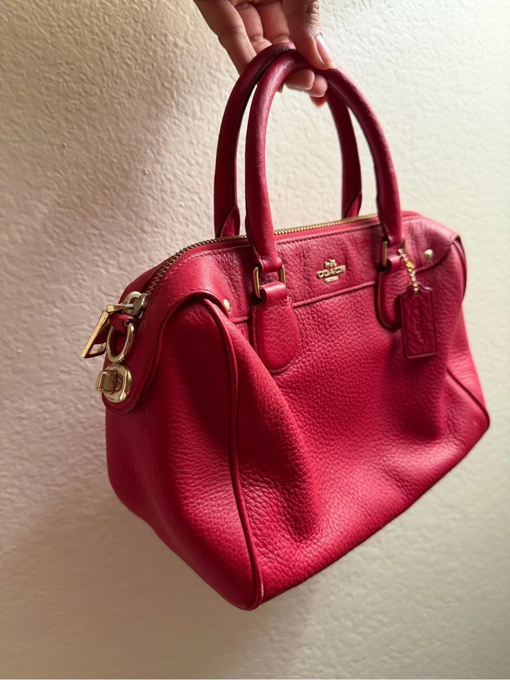 Coach Red Leather Mini Bennet Satchel (Straps Included)
